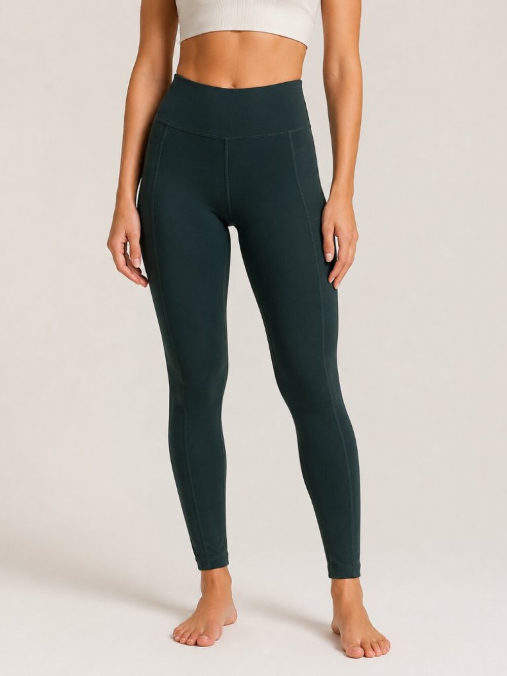 Marika Sport Green High Rise Leggings Side Pockets Size Small NWT